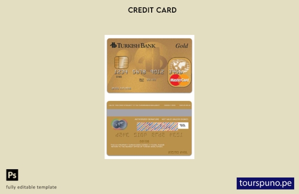 lista para imprimir plantilla de mastercard dorada de TurkishBank de Turquía